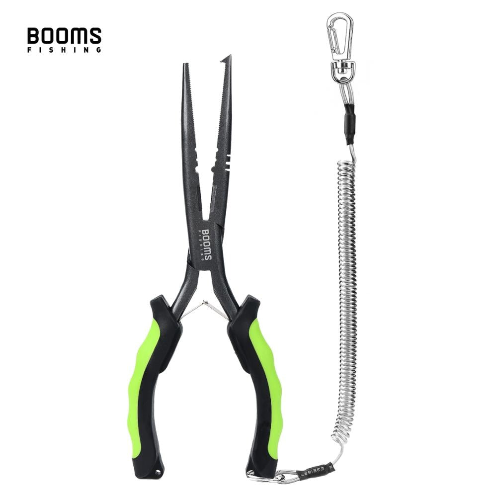 Booms Fishing F05 Fishing Pliers 28cm Long Nose Fish Hook Remover Anti-loss  Hanging Lanyard Carbon Steel Saltwater Tackle Tool