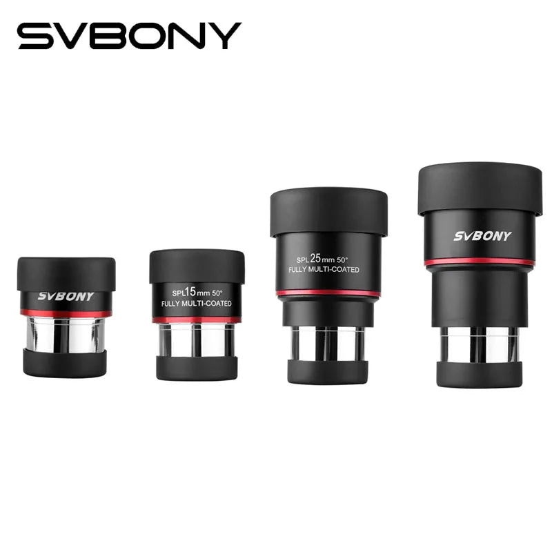 SVBONY 1.25'' Super Plossl Eyepiece FMC 8mm 15mm 25mm 30mm 50° for Planetary Observation SV207