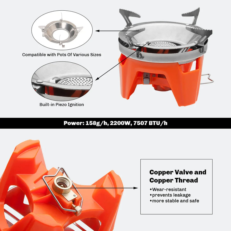 Fire Maple X2 Portable Camping Gas Stove with Heat Exchanger Pot for Outdoor Cooking