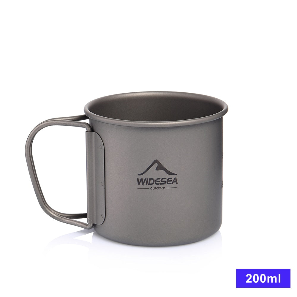 Widesea Camping Mug Titanium Cup Tourist Tableware Picnic Utensils Outdoor Kitchen Equipment