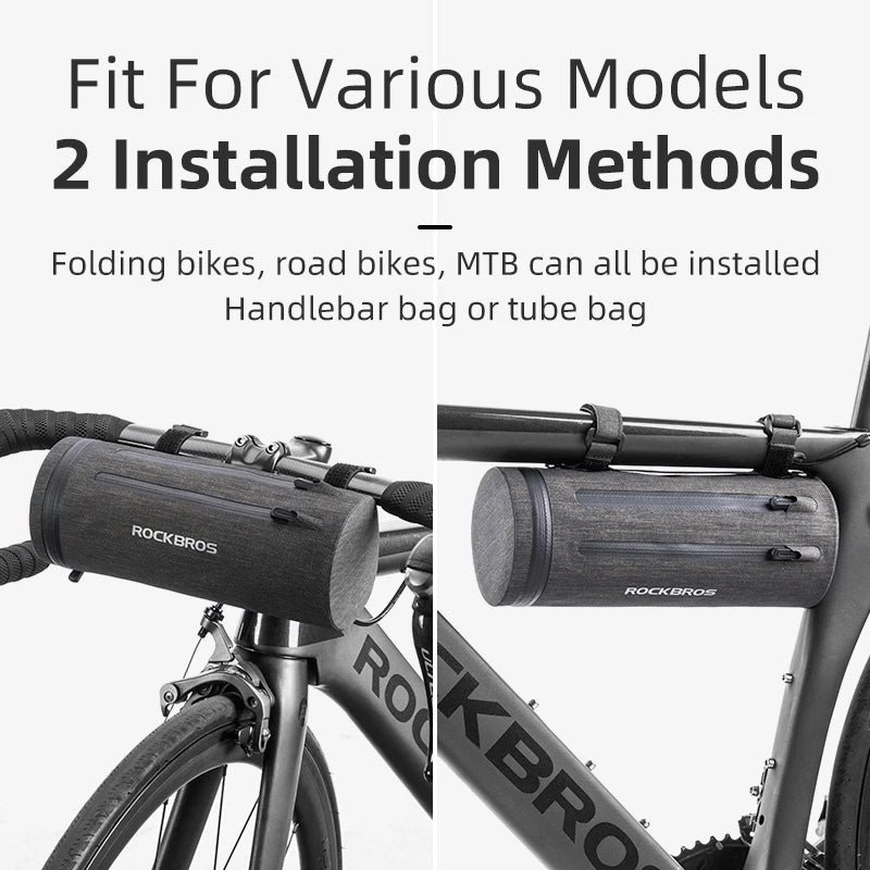 ROCKBROS Waterproof Bike Handlebar Bag 2L Multi-Purpose Backpack for MTB and Road Cycling