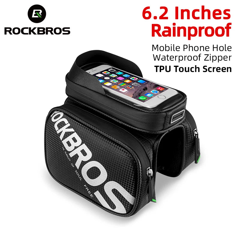 ROCKBROS Rainproof Touch Screen Phone Top Tube Bag for MTB & Road Bikes - Large Capacity