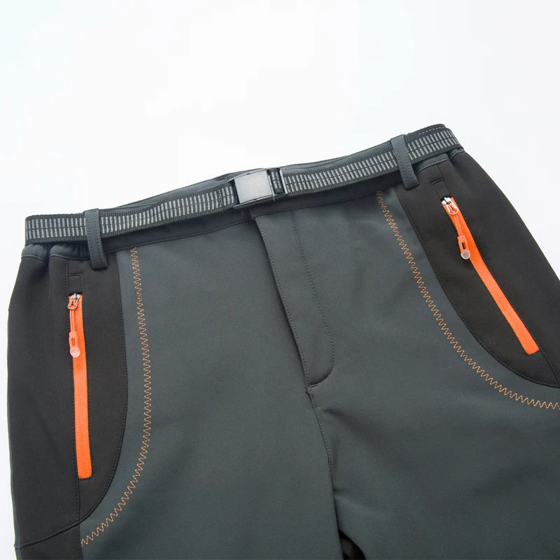 Mens Thick Warm Fleece Hiking Pants Winter Waterproof Windproof Outdoor Soft Shell Rain Trousers