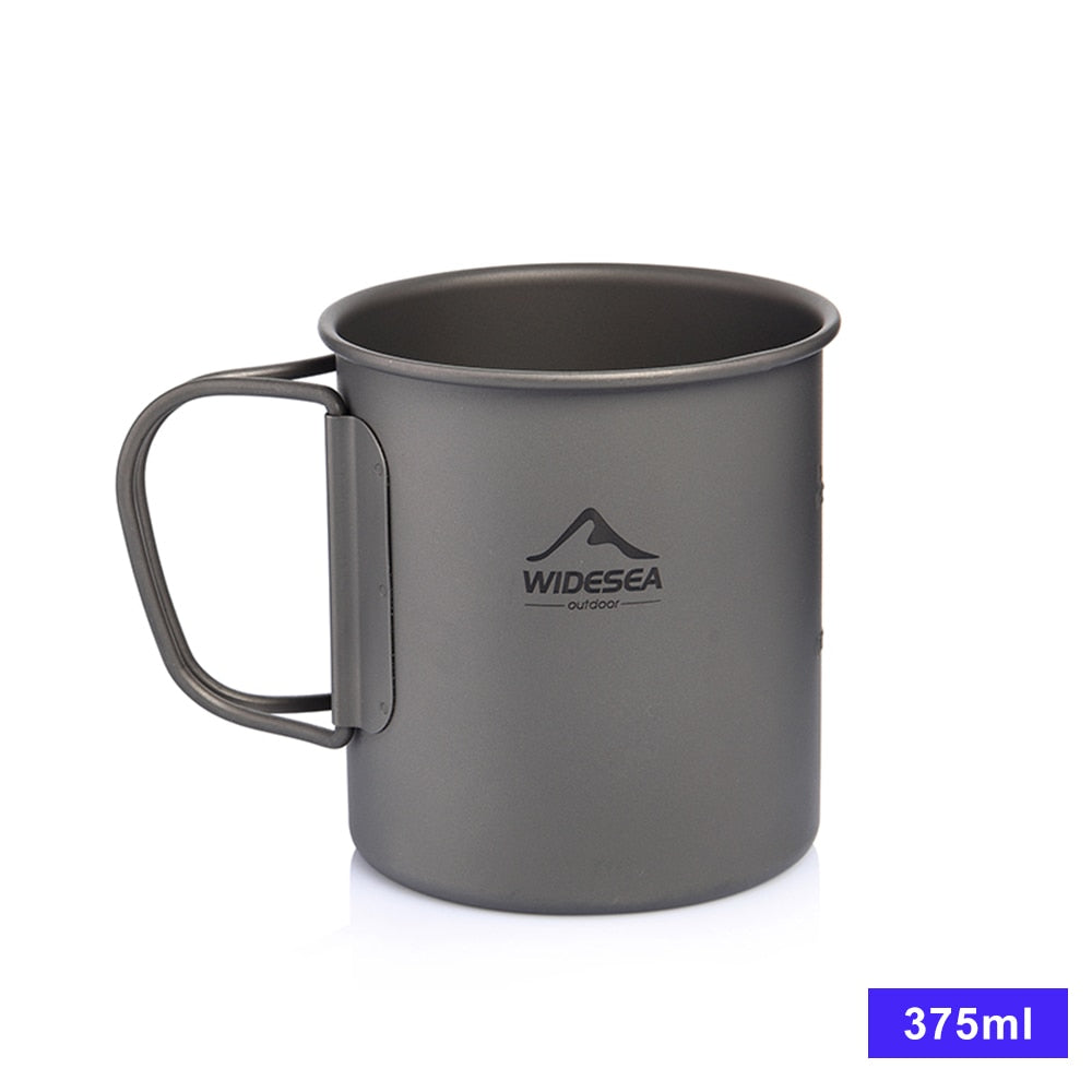 Widesea Camping Mug Titanium Cup Tourist Tableware Picnic Utensils Outdoor Kitchen Equipment