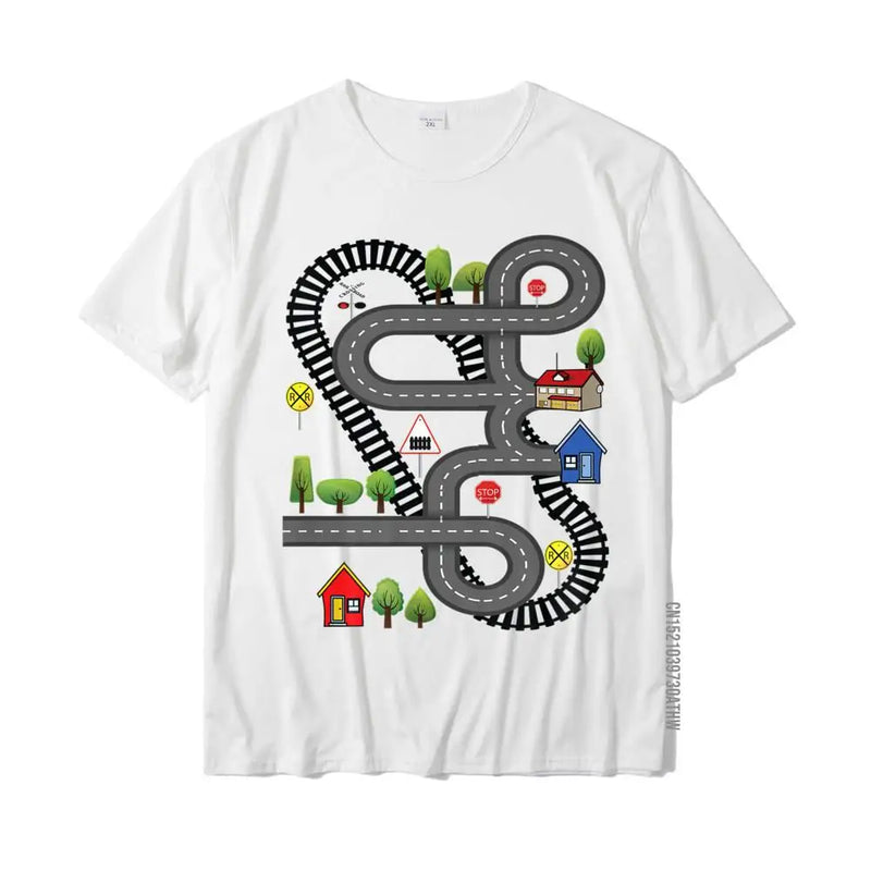 Car Train Road Track Toy Playmat Back Design Funny Dad Premium T-Shirt Gift T Shirt