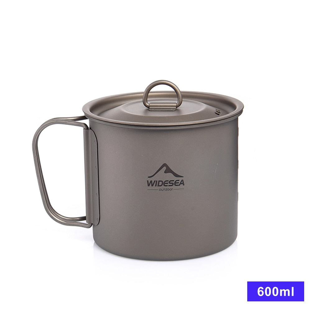 Widesea Camping Mug Titanium Cup Tourist Tableware Picnic Utensils Outdoor Kitchen Equipment