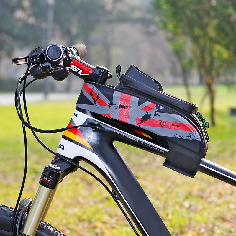 ROCKBROS Rainproof Bike Frame Bag with Touchscreen Phone Case | MTB & Road Cycling Accessory