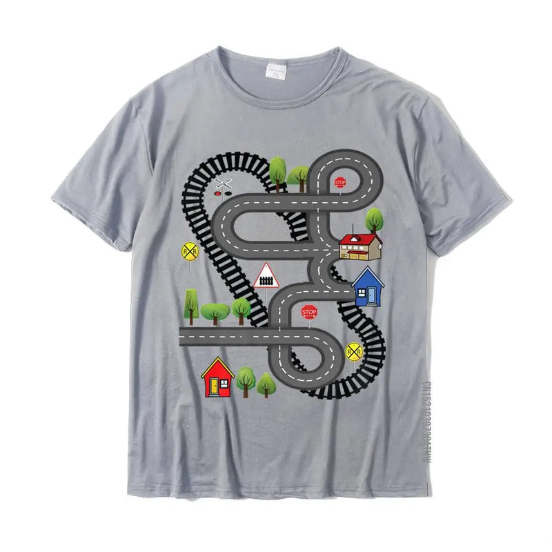 Car Train Road Track Toy Playmat Back Design Funny Dad Premium T-Shirt Gift T Shirt