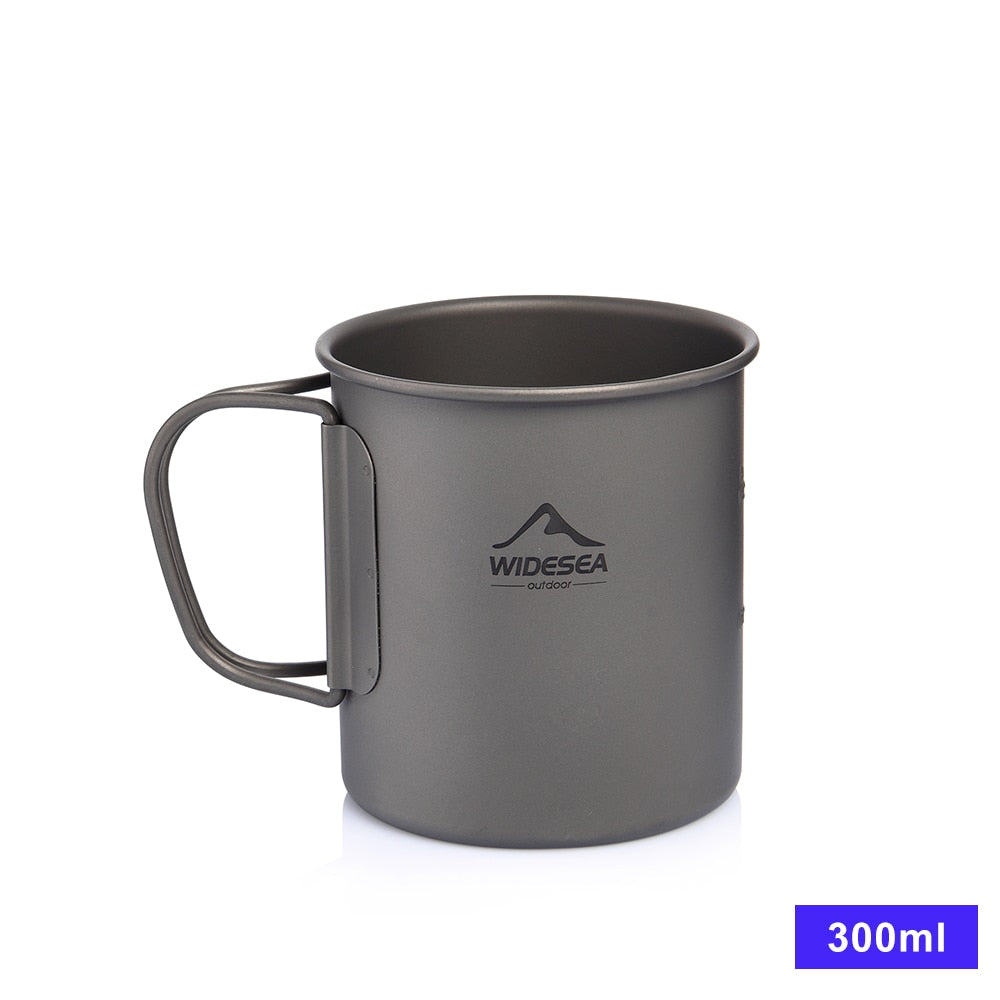 Widesea Camping Mug Titanium Cup Tourist Tableware Picnic Utensils Outdoor Kitchen Equipment