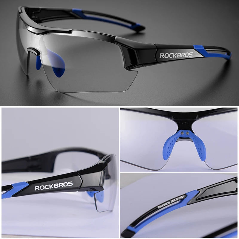 ROCKBROS Photochromic Cycling Sunglasses, UV400 Protection MTB Road Bicycle Goggles for Men & Women