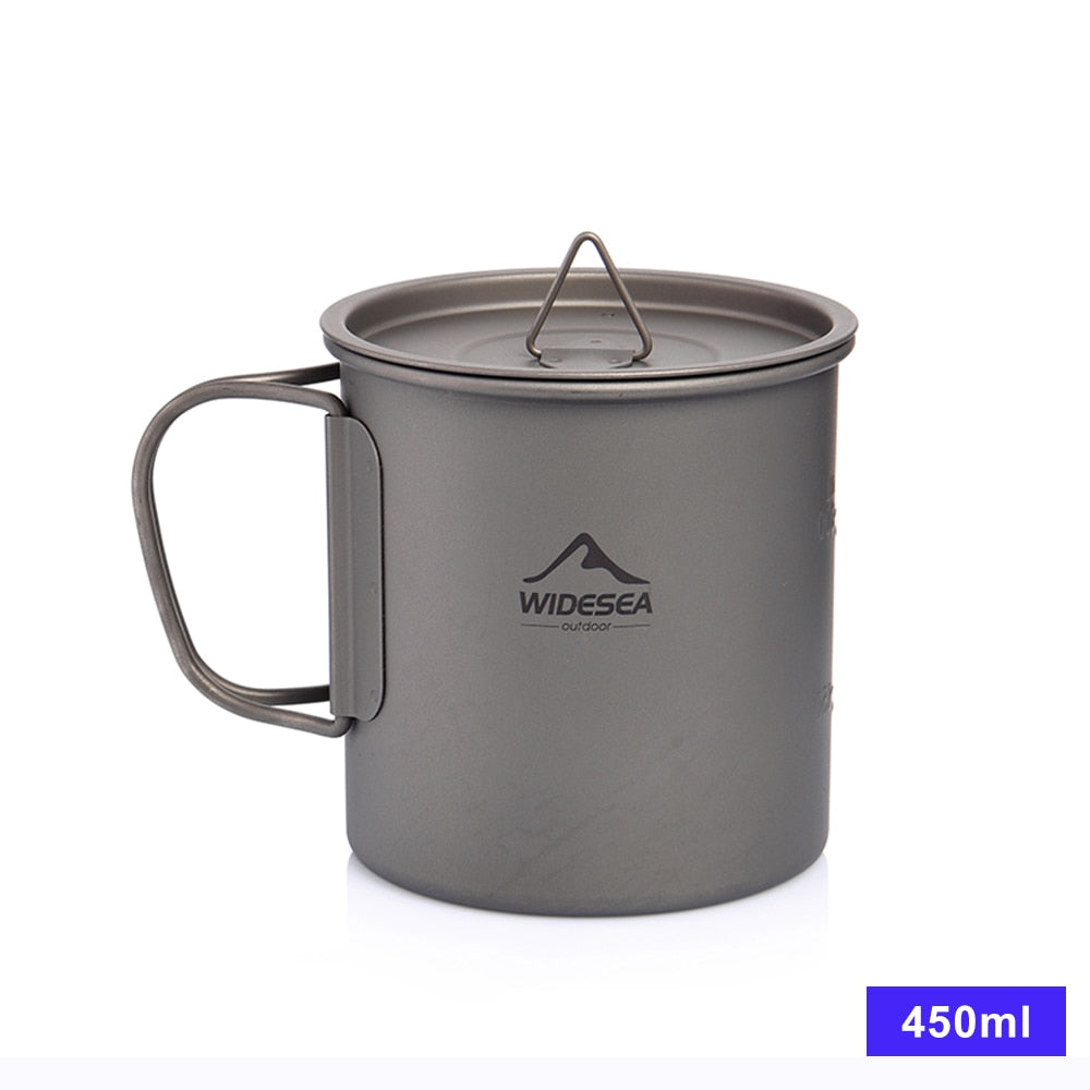 Widesea Camping Mug Titanium Cup Tourist Tableware Picnic Utensils Outdoor Kitchen Equipment