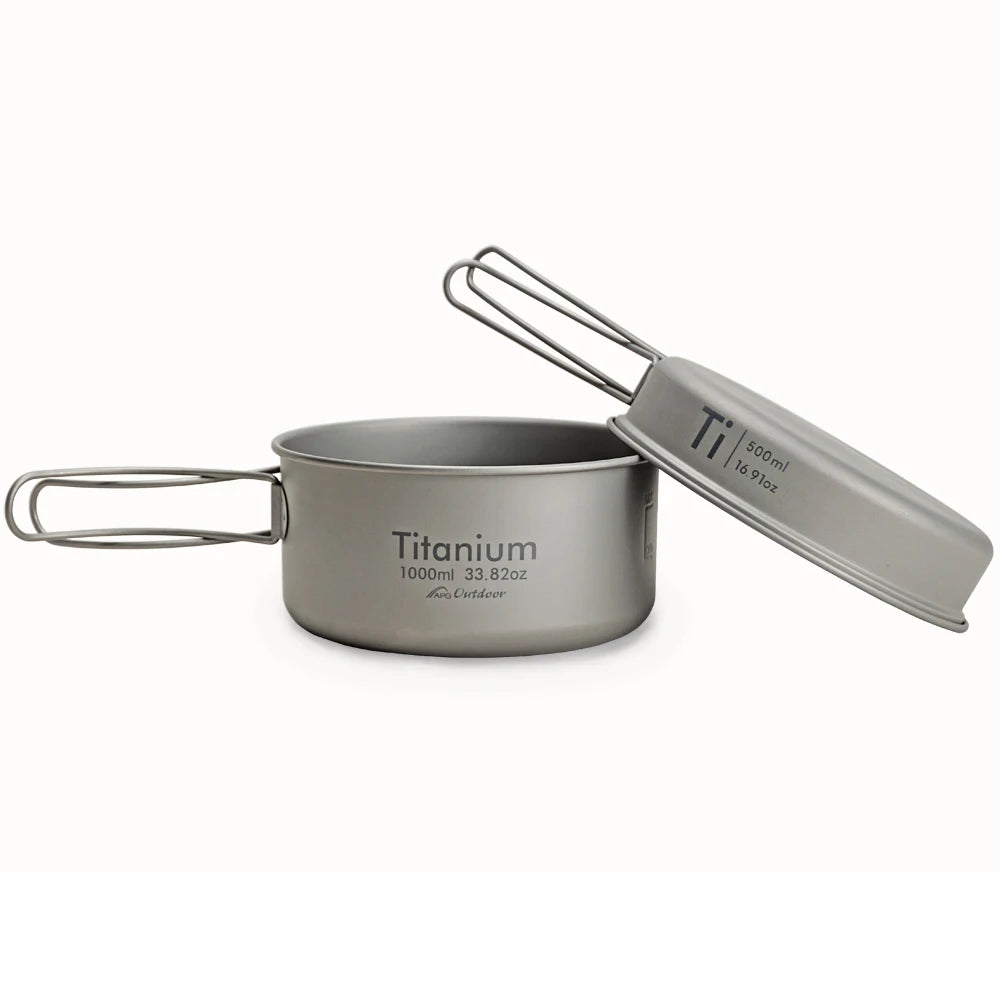 Ultralight Titanium Pan Outdoor Cookware Camping Pot Folding Tableware Enhancing The Body Resistance