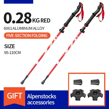 BSWOLF Ultralight Trekking Poles – 2Pcs Foldable Aluminum Walking Sticks for Hiking & Camping