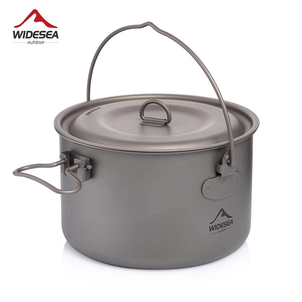 Widesea Camping Tableware Titanium Cookware set tourism cauldron Outdoor Cooking Pot Picnic