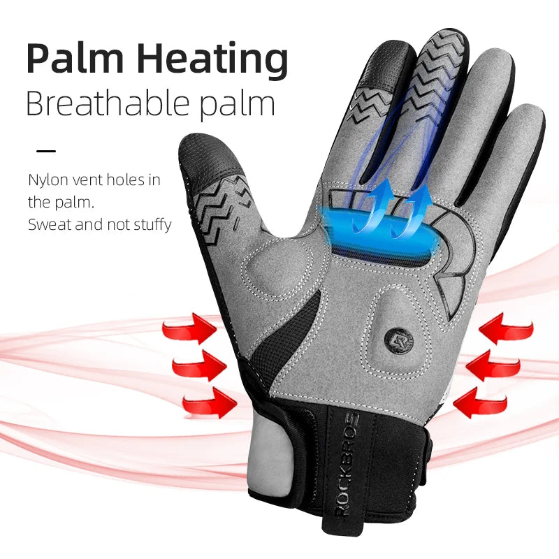 Warm Bicycle Women Men's Gloves Winter SBR Touch Screen USB Heated Gloves Windproof E-bike Gloves