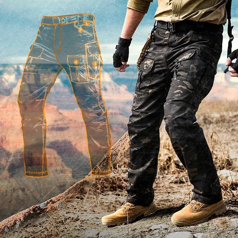 Spring Tactical Combat Camouflage Training Pants Men Multi-pockets Outdoor Hiking Cargo Trousers