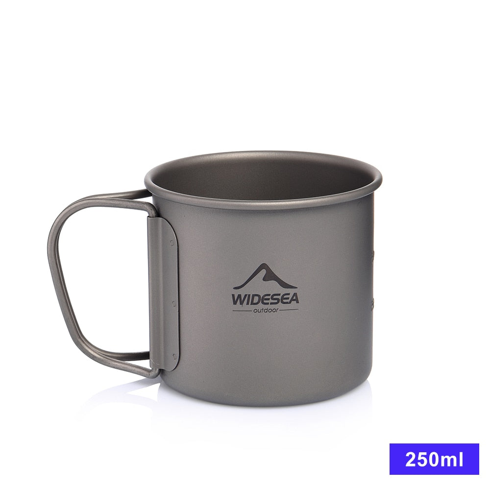 Widesea Camping Mug Titanium Cup Tourist Tableware Picnic Utensils Outdoor Kitchen Equipment