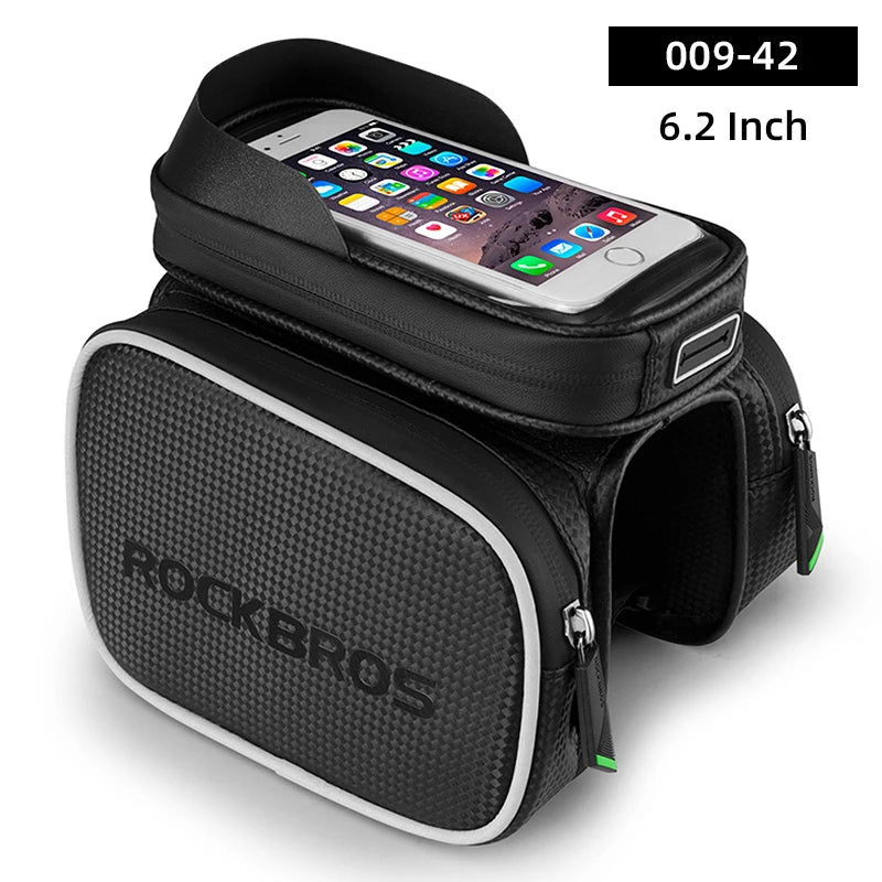 ROCKBROS Rainproof Touch Screen Phone Top Tube Bag for MTB & Road Bikes - Large Capacity