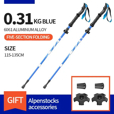 BSWOLF Ultralight Trekking Poles – 2Pcs Foldable Aluminum Walking Sticks for Hiking & Camping