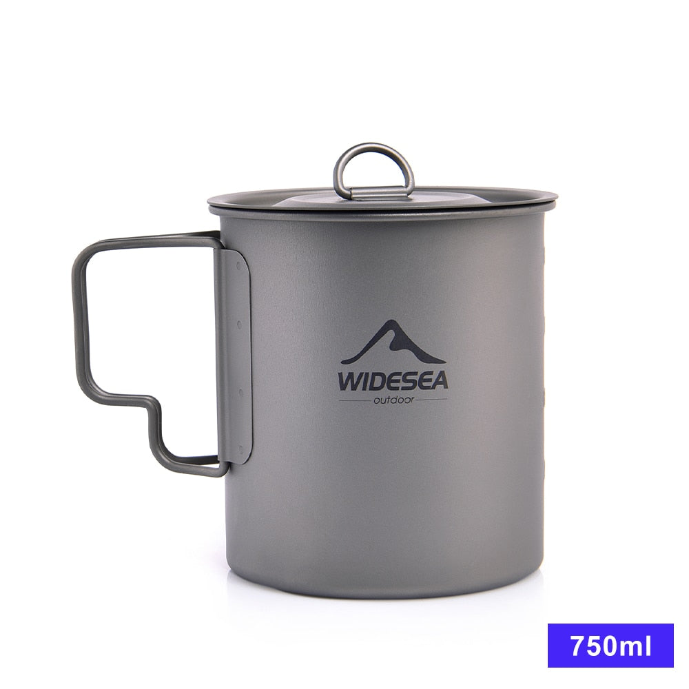 Widesea Camping Mug Titanium Cup Tourist Tableware Picnic Utensils Outdoor Kitchen Equipment