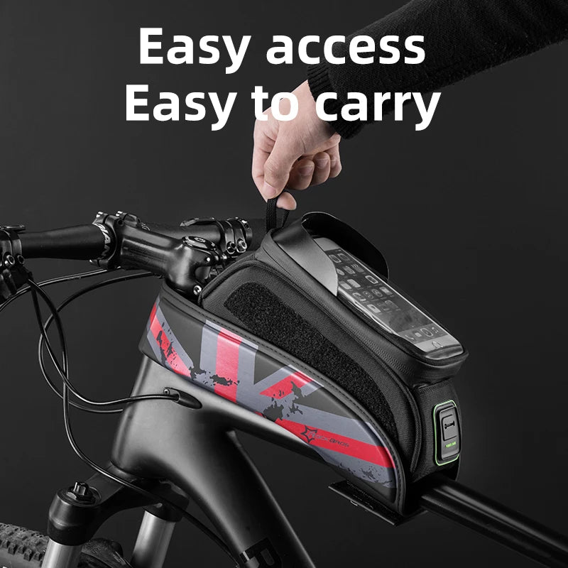 ROCKBROS Rainproof Bike Frame Bag with Touchscreen Phone Case | MTB & Road Cycling Accessory