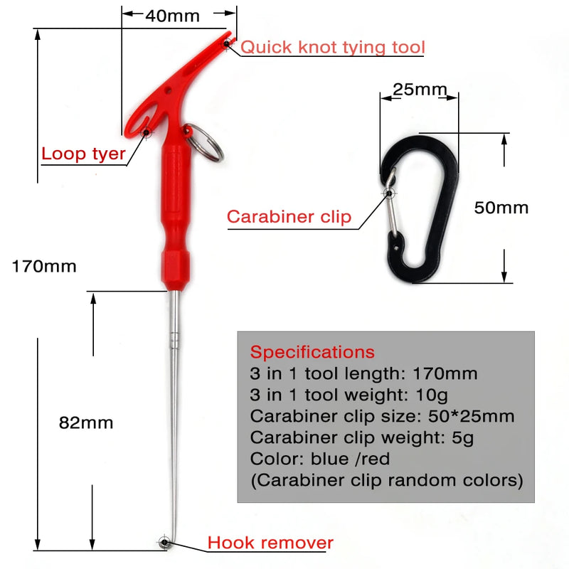 MNFT Pen Shape Hook Remover & Quick Knot Tying Tool - 3 in 1 Fishing Multi-Tool