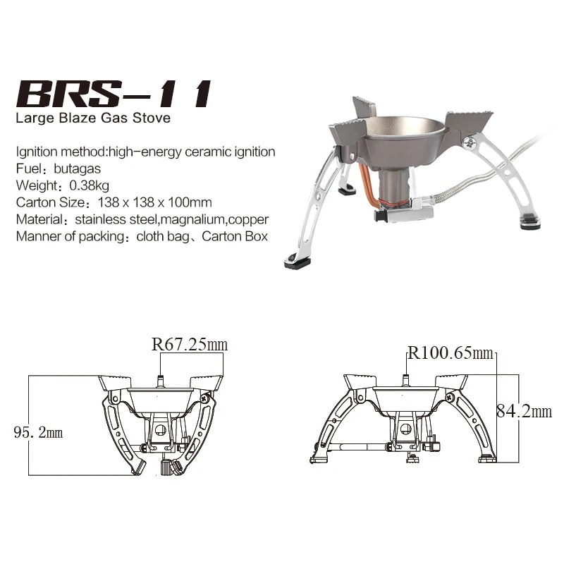 BRS-11 Outdoor Gas Burners Camping Stove Gas Cooker Windproof Hiking Climbing Picnic Gas Burners