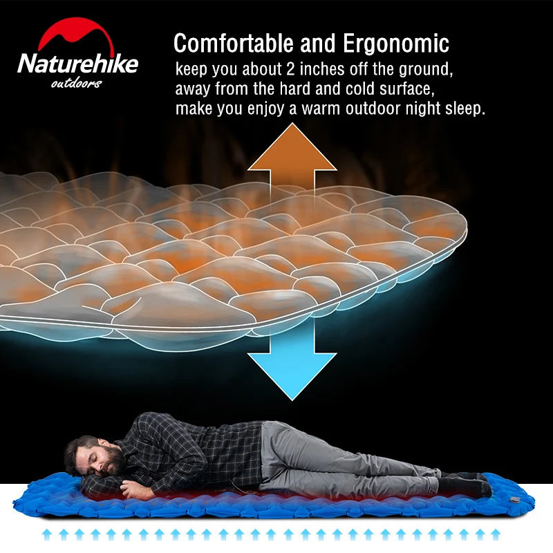 Naturehike Inflatable Camping Mattress – Ultralight Sleeping Mat, Air Bed for Camping 4 Seasons