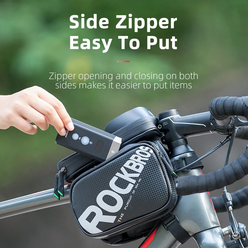 ROCKBROS Rainproof Touch Screen Phone Top Tube Bag for MTB & Road Bikes - Large Capacity