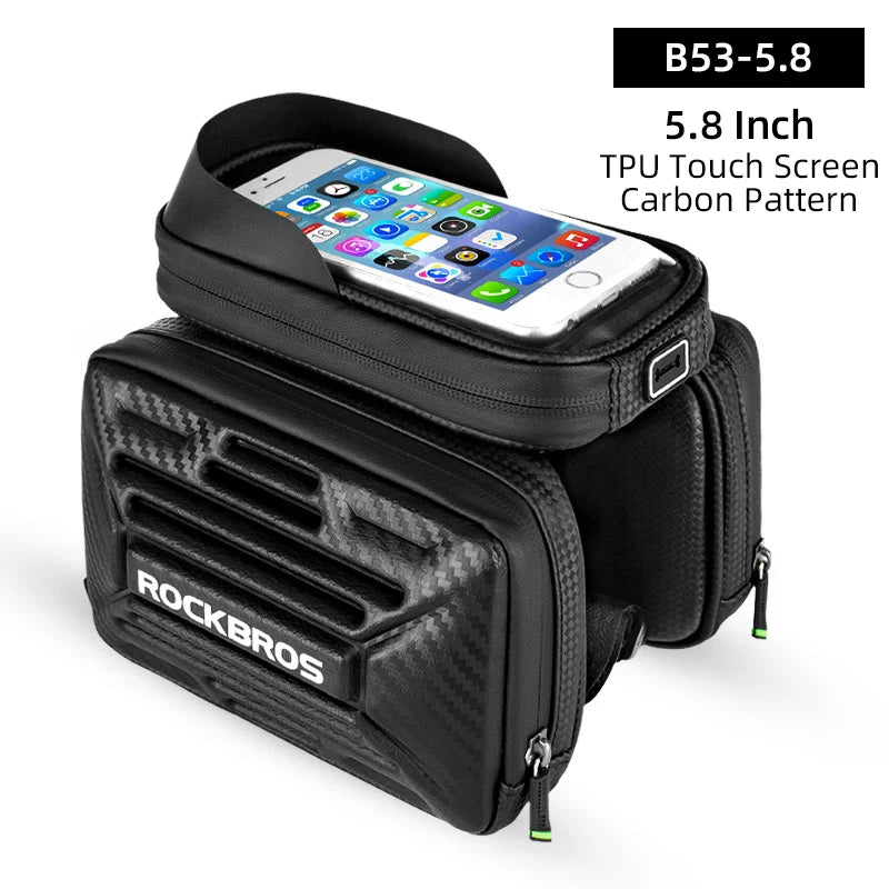 ROCKBROS Rainproof Touch Screen Phone Top Tube Bag for MTB & Road Bikes - Large Capacity