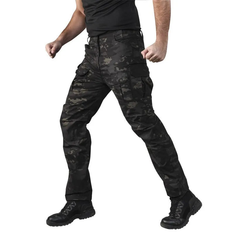 Spring Tactical Combat Camouflage Training Pants Men Multi-pockets Outdoor Hiking Cargo Trousers