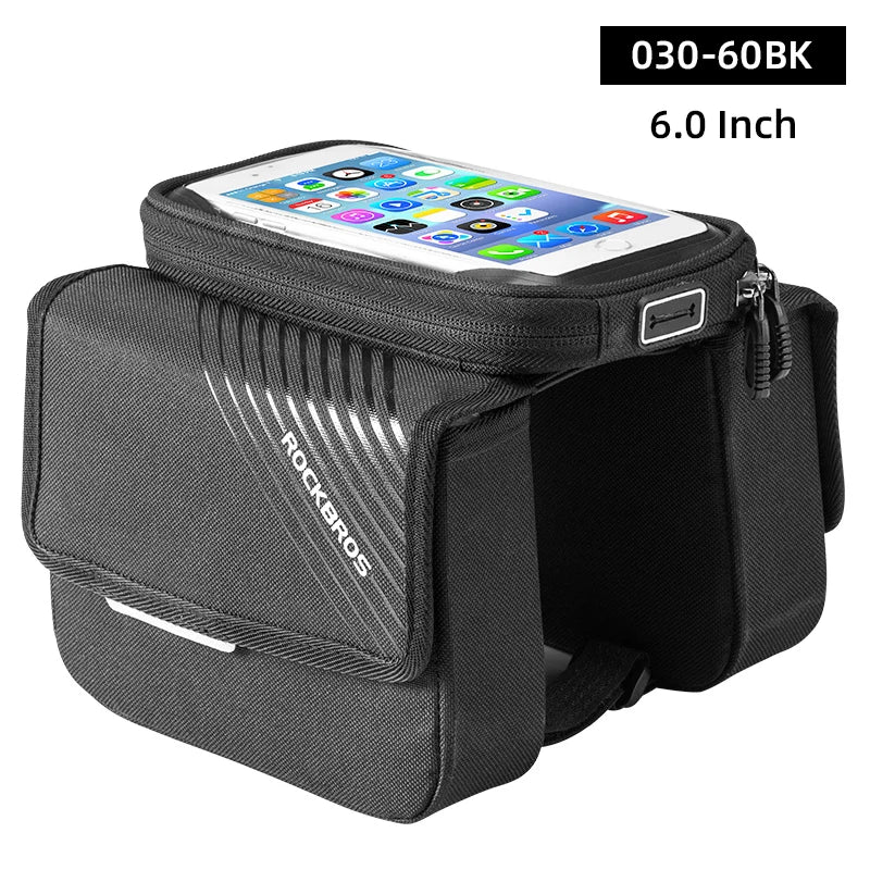 ROCKBROS Rainproof Touch Screen Phone Top Tube Bag for MTB & Road Bikes - Large Capacity