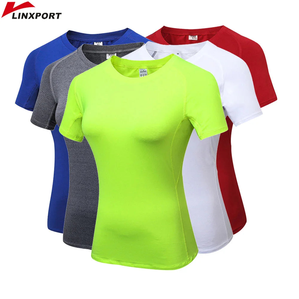 Fitness Women's Shirts Quick Drying T Shirt Elastic Yoga Sport Tights Gym Running Tops Short Sleeve