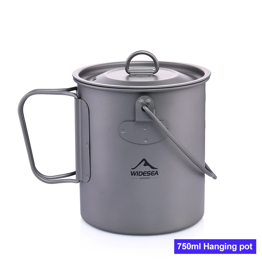 Widesea Camping Mug Titanium Cup Tourist Tableware Picnic Utensils Outdoor Kitchen Equipment