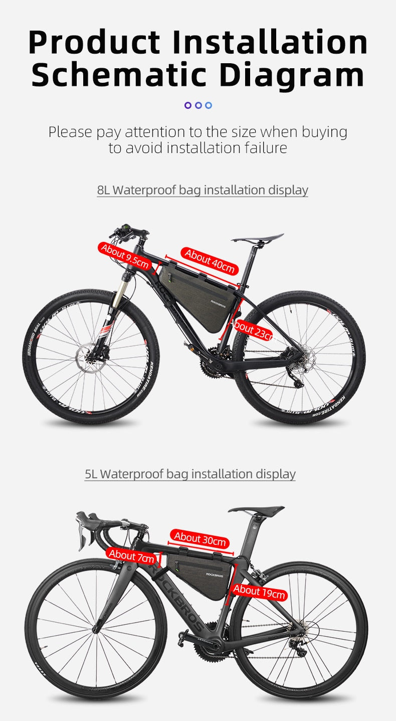 Rainproof Bike Bag Large Capacity MTB Road Frame Bag Triangle Pouch Waterproof Caulking