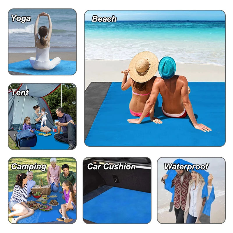 PACOONE Waterproof Beach Blanket: Portable Picnic Mat & Camping Sleeping Pad