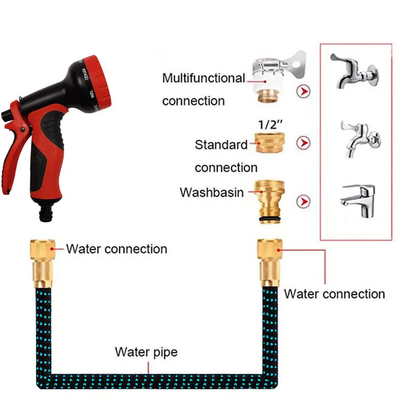 Expandable High-Pressure Garden Hose | 25-100FT Flexible Magic Hose for Irrigation & Car Washing