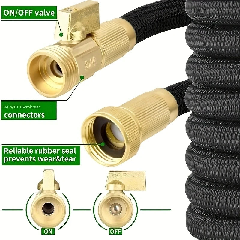 Expandable Garden Water Hose | 25-100FT Flexible High-Pressure Hose for Lawn & Car Washing