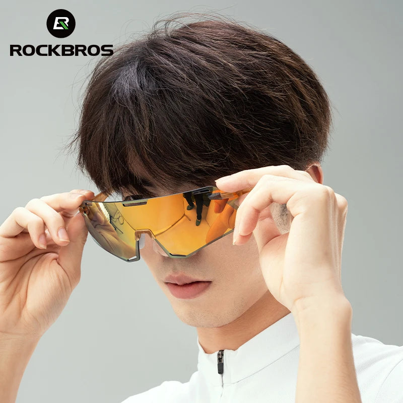 ROCKBROS Frameless Lightweight Cycling Glasses with Photochromic High-Definition Lenses for Road/MTB