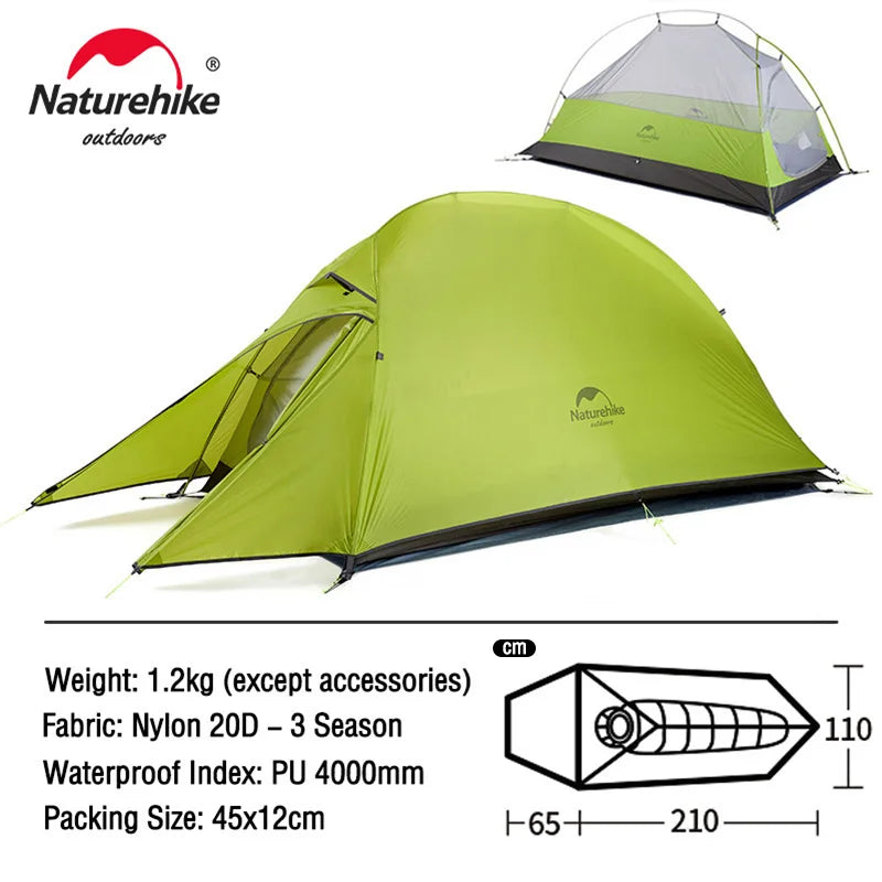 Naturehike Cloud Up Series - Lightweight, All-Season Camping Tents for 1-3 People