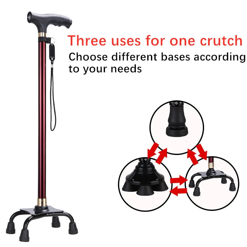 Retractable Aluminum Walking Cane with LED Light: Non-Slip Support for Elderly Mobility