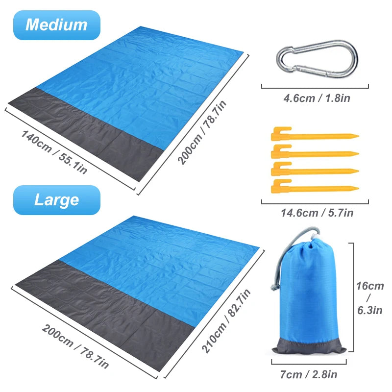 PACOONE Waterproof Beach Blanket: Portable Picnic Mat & Camping Sleeping Pad