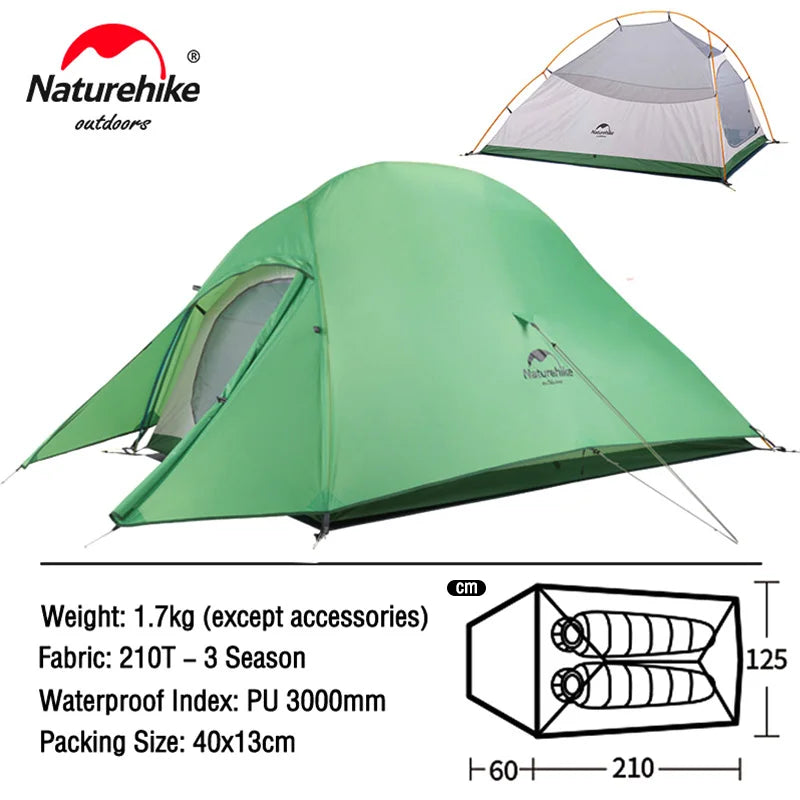 Naturehike Cloud Up Series - Lightweight, All-Season Camping Tents for 1-3 People