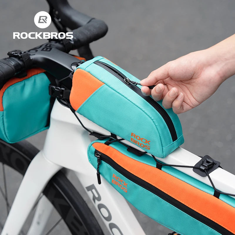 ROCKBROS Waterproof Bicycle Bag Set – Front Bag, Triangle Tube Bag, and Bottle Bag for Long-Distance