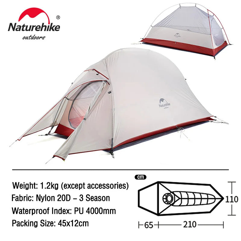 Naturehike Cloud Up Series - Lightweight, All-Season Camping Tents for 1-3 People