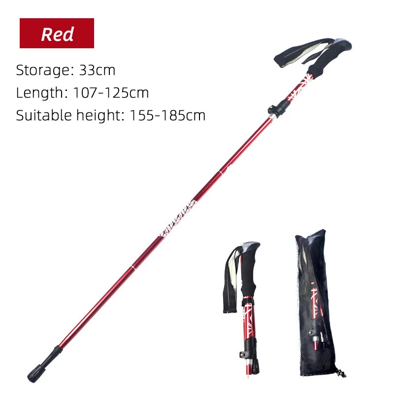 5-Section Foldable Trekking Pole: Lightweight Hiking Stick for Camping, Nordic Walking and Elderly