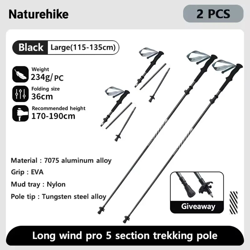 Naturehike Carbon Fiber Trekking Poles – Lightweight Folding Collapsible Hiking Sticks