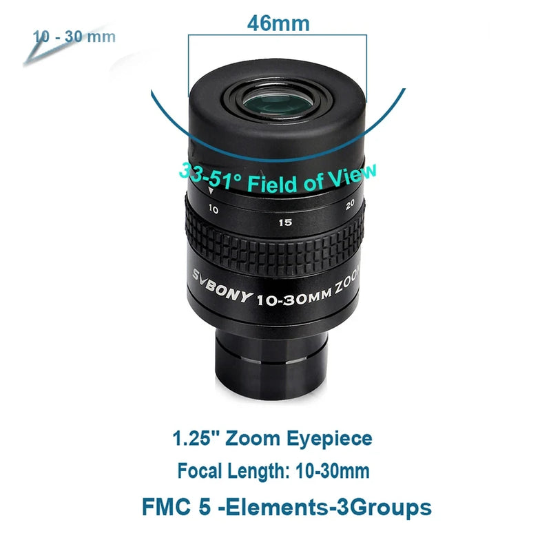 SVBONY 1.25" Zoom Telescope Eyepiece 7-21mm 8-24mm 10-30mm FMC Lens for Astronomy Telescopes