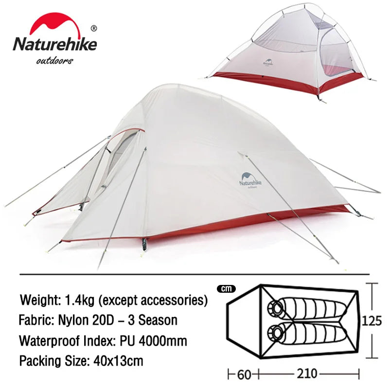 Naturehike Cloud Up Series - Lightweight, All-Season Camping Tents for 1-3 People