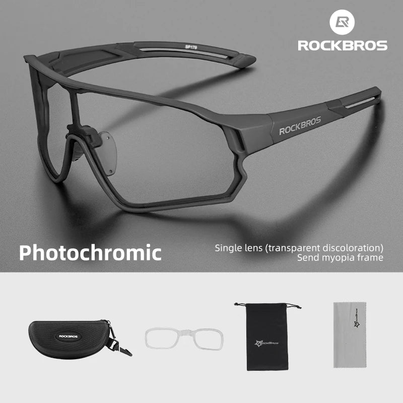 ROCKBROS Cycling Glasses Photochromic MTB Road Bike Sunglasses UV400 Protection Lightweight Eyewear